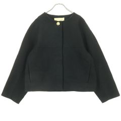 nano universe ナノユニバース 長袖 ノーカラージャケット S ブラック レディース 古着