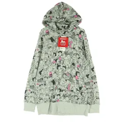 未使用 UNIQLO ユニクロ PEANUTS ピーナッツ コラボ 総柄 スヌーピー 長袖 スウェットパーカー XL グレー レディース 古着