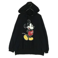 Disney ディズニー キャラクタープリント ミッキー 長袖 スウェットパーカー L ブラック レディース 古着