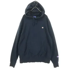 Champion チャンピオン ロゴ刺繍 長袖 スウェットパーカー XL ネイビー メンズ 古着