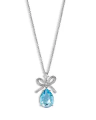 ナディール レディース アクセサリー ネックレス・チョーカー・ペンダントトップ レース Nadri Macaron Cubic Zirconia Pear Bow Pendant Necklace 1618 SilverBlue ブルー
