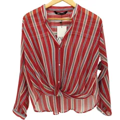 ザラ ZARA ラメ ストライプ シアー シャツ ブラウス レディース import：XS 