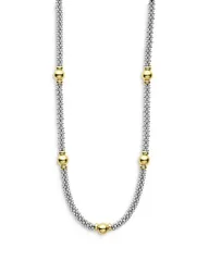 ラゴス レディース アクセサリー ネックレス・チョーカー・ペンダントトップ レース LAGOS 18K Yellow Gold Sterling Silver Signature Caviar Bead Link Station Collar Necklace