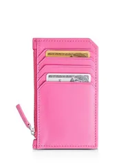 ロイス レディース アクセサリー 財布 レザー ROYCE New York Leather Zipper Credit Card Case Bright Pink ピンク