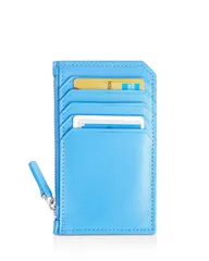 ロイス レディース アクセサリー 財布 レザー ROYCE New York Leather Zipper Credit Card Case Light Blue ブルー