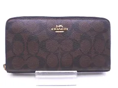 COACH コーチ シグネチャー ラウンドジップ 長 財布 茶 ■■ レディース