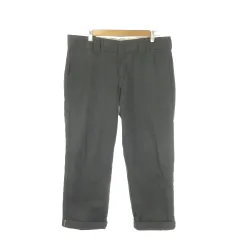 ディッキーズ Dickies Slim Straight ワークパンツ 34×30 グレー 無地 クロップド丈 ロールアップ /AO2 ■GY58