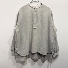 遠州織物HUIS U613 ヤクウール綾ネルヘンリーネックナチュラルプル