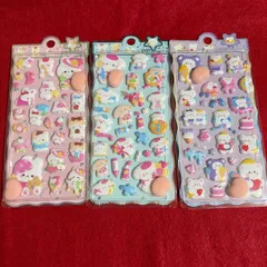 新品未開封☆かわいいキャラクター☆ぷっくり立体シール3シートセット　おまとめ