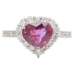 パパラチアサファイア ハート リング 0.937ct K18PG 13号 鑑別付 