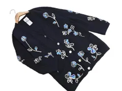 LAURA ASHLEY ローラ アシュレイ Vネック 刺繍 カーディガン sizeS/紺 ■◇ レディース