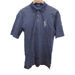 ポロゴルフ ラルフローレン POLO GOLF RALPH LAUREN ポロシャツ 半袖 S 青 ブルー ボーダー柄 ロゴ刺繍 トップス ゴルフウェア /PP ■GY58