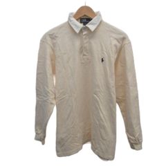 ポロ ラルフローレン POLO RALPH LAUREN ポロシャツ ラガーシャツ 長袖 綿 M アイボリー トップス /PP ■GY58