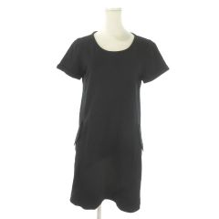 セオリー Theory ワンピース 2 黒 ブラック ラウンドネック 半袖 サイドポケット /AO26 ■ECA002