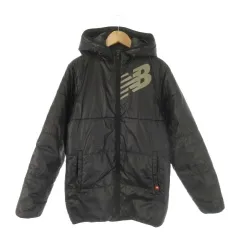 ニューバランス NEW BALANCE ベンチコート 中綿 スポーツ ロゴ フーディ 160 黒 ブラック /CK10 ■ECA002