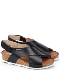 ピコリーノス レディース シューズ サンダル プラットフォーム レザー Pikolinos Mahon Leather Crosstraplatform Wedge Sandals Black ブラッのサムネイル