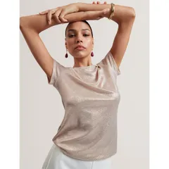 テッドベーカー レディース トップス Tシャツ スリムフィットール Ted Baker Womens Metallic Short Sleeve Slim FitShirt Pink ピンクのサムネイル