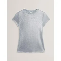 テッドベーカー レディース トップス Tシャツ スリムフィットール Ted Baker Womens Metallic Short Sleeve Slim FitShirt Blue ブルーのサムネイル