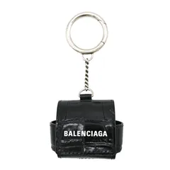 BALENCIAGA  バレンシアガ AirPods Pro レザー ケース イヤホンケース ブラック 黒 加工 クロコ型押し  (29004)