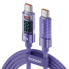 【在庫セール】toocki usb c ケーブル 100W PD LEDディスプレイ搭載 1M タイプc 急速充電 typec パープル ナイロン編み iPhone 17/iPhone 16/iPhone 15/Plus、MacBook Air/Pro、Gal