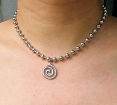 SOLロゴ ネックレス スパイラルボルテックス ボールチェーンステンレス y2k