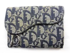 ディオール 財布 ■ トロッター ロゴ ウォレット コンパクト レディース ブルー系 キャンバス ChristianDior □8C