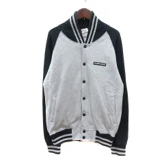 グラムディ glamdy works ジャケット ブルゾン 裏起毛 プリント バイカラー M グレー 黒 ブラック /MN