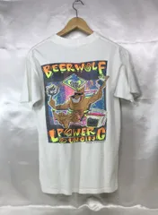 古着 90s USA製 VIllage Mews BEER WOLF バックプリント 半袖 Tシャツ サイズ：S カラー：ホワイト ヴィンテージ