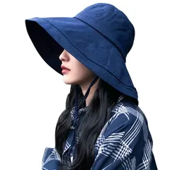 【在庫セール】UVカット帽子 つば広 小顔効果 マジックテープ調節 あご紐 風で飛ばない 紫外線カット レディースハット 大きいサイズ 折りたたみ 携帯便利 アウトドア 自転車 春夏 日焼け防止 スカラハット