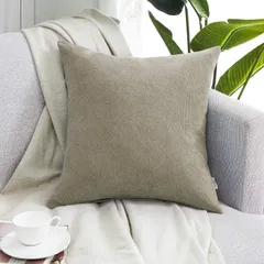 【在庫セール】Topfinel クッションカバー リネンっぽい 60x60cm 北欧 おしゃれ 綿麻 無地 ソファ背当て 装飾枕カバー 座布団カバー カーキ １枚入り（全18色）のサムネイル