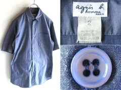 希少 90s00sビンテージ agnes b. homme アニエスベーオム コットン 半袖 シャンブレーシャツ 2 ネイビー インディゴ 紺のサムネイル