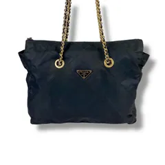 プラダ　PRADA トライアングルロゴ　チェーンショルダーバッグ　トートバッグ　ブラック　ダークネイビー　テスートナイロン　キルティング