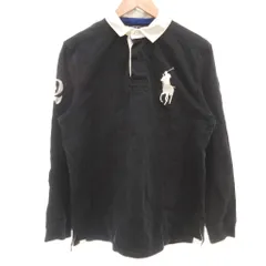 ポロ バイ ラルフローレン Polo by Ralph Lauren ラガーシャツ M 黒 ブラック ロゴ刺繍  無地 /RG ■ECD001のサムネイル