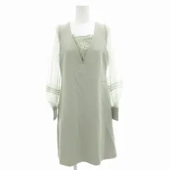 リリーブラウン Lily Brown コードレースAライン ワンピース リボン シアー切替 長袖 ロング 0 緑 グリーン /FF