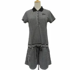 フィラ FILA GOLF ゴルフウェア ワンピース ひざ丈 LL 大きいサイズ 黒 ブラック ギンガムチェック柄 ポロ襟 半袖 /SM45 ■ECB001