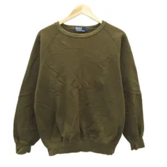 ポロ バイ ラルフローレン Polo by Ralph Lauren トレーナー スウェット L カーキ クルーネック 長袖 裏起毛 /YS35 ■ECD001