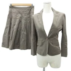 イネド INED スーツ セットアップ 上下 テーラードジャケット ミドル丈 シングルボタン プリーツスカート ひざ丈 上9 下7 モカブラウン /SY69 ■GY58