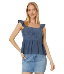ラッキーブランド レディース トップス シャツ Lucky Brand Textured Yoke Peplum Tank Dark Denim デニムのサムネイル