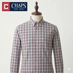 CHAPS チャップス 長袖 チェックシャツ ボタンダウン XXL ホワイト ネイビー ボルドー イージーケア メンズ #K027-79