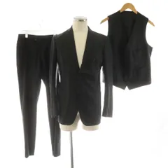 ザ・スーツカンパニー THE SUIT COMPANY スーツ セットアップ テーラードジャケット シングル パンツ スラックス ベスト ストライプ柄 175cm-8Drop 黒 ブラック /AN80 ■MA