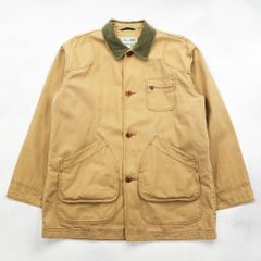 L.L.Bean 90年代 ダック フィールドコート ハンティングジャケット L ベージュ 襟コーデュロイ 裏地チェック JV69