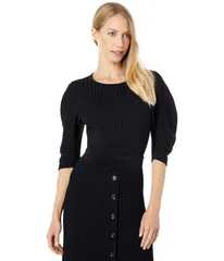 ビーシービージーマックスアズリア レディース アウター ニット・セーター プリーツ BCBGMAXAZRIA Pleated Sweater Top Black ブラックのサムネイル