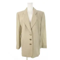 レリアン Leilian テーラードジャケット 3ボタン ダブルベンツ ウール 肩パッド シャリ感 大きいサイズ 13 ベージュ /MN15 ■GY18