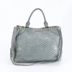 ミュウミュウ キルティング レザー 2WAY ショルダーバッグ 斜め掛け ハンド トート ゴールド 金具 A4 レディース EEE DQ66-7【中古】