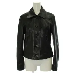 ミッシェルクラン MICHEL KLEIN ジャケット レザー 38 黒 ブラック 長袖 ボタンフロント ポケット /GP ■ECD002