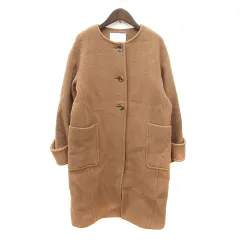 スピック&スパン Spick&Span ノーカラーコート ロング 総裏地 ウール 36 S 茶 ブラウン /MN