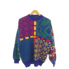 90s PERRY ELLIS ペリーエルス 長袖セーター マルチカラー - メルカリ