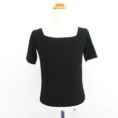 comcoca ニット カットソー 半袖 オフショルダー スクエアネック ストレッチ M ブラック ※EKM