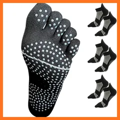 【新品】 [CocoFill] 五本指ソックス 滑り止め靴下 25cm～27cm ブラック 3足セット くるぶし丈 スポーツ ランニング フィットネス 90日 1