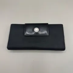 良品　ブルガリ　長財布　レザー　キャンバス　黒　ブラック　三つ折り　大容量　ロゴマニア